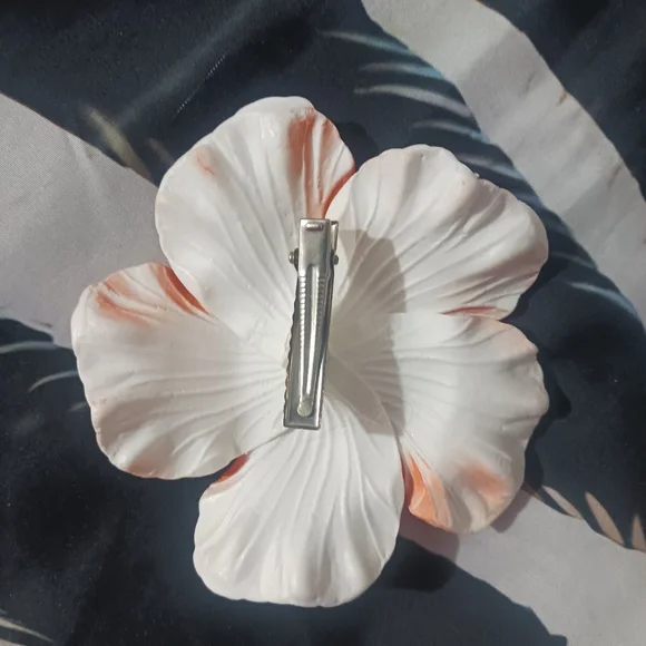 Women Orange Tropical Flower Foam Hair Clip - Picture 6 of 6